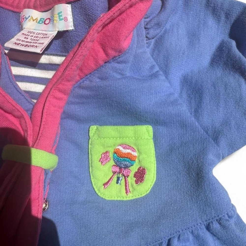 Vtg 1994 Gymboree Rainbow Tag/ sz Newborn Pink & Periwinkle Romper - Picture 4 of 6